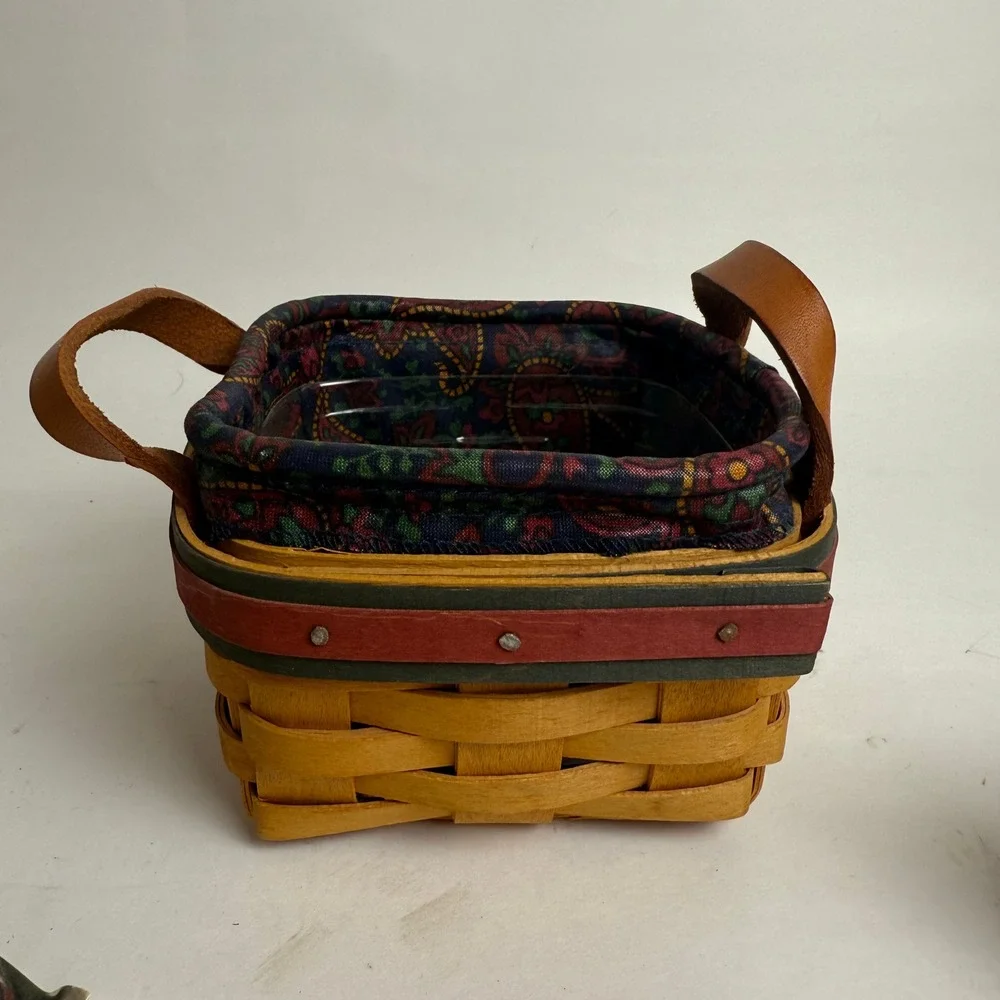 Longaberger 1999 Father's Day Tee Basket Set with Liner Protector and Tees 14940
